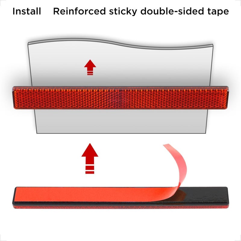 evermotor 4 PCS Stick-on Rectangular Red Safety Reflectors: 6.53 Inch Reflective Strips Motorcycle Stickers for Mailbox, Golf Cart, Trailer, Driveway, Door, Moped - Image 4